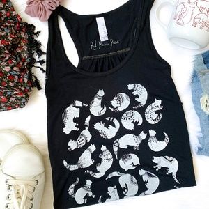 Black Cat Print Tank